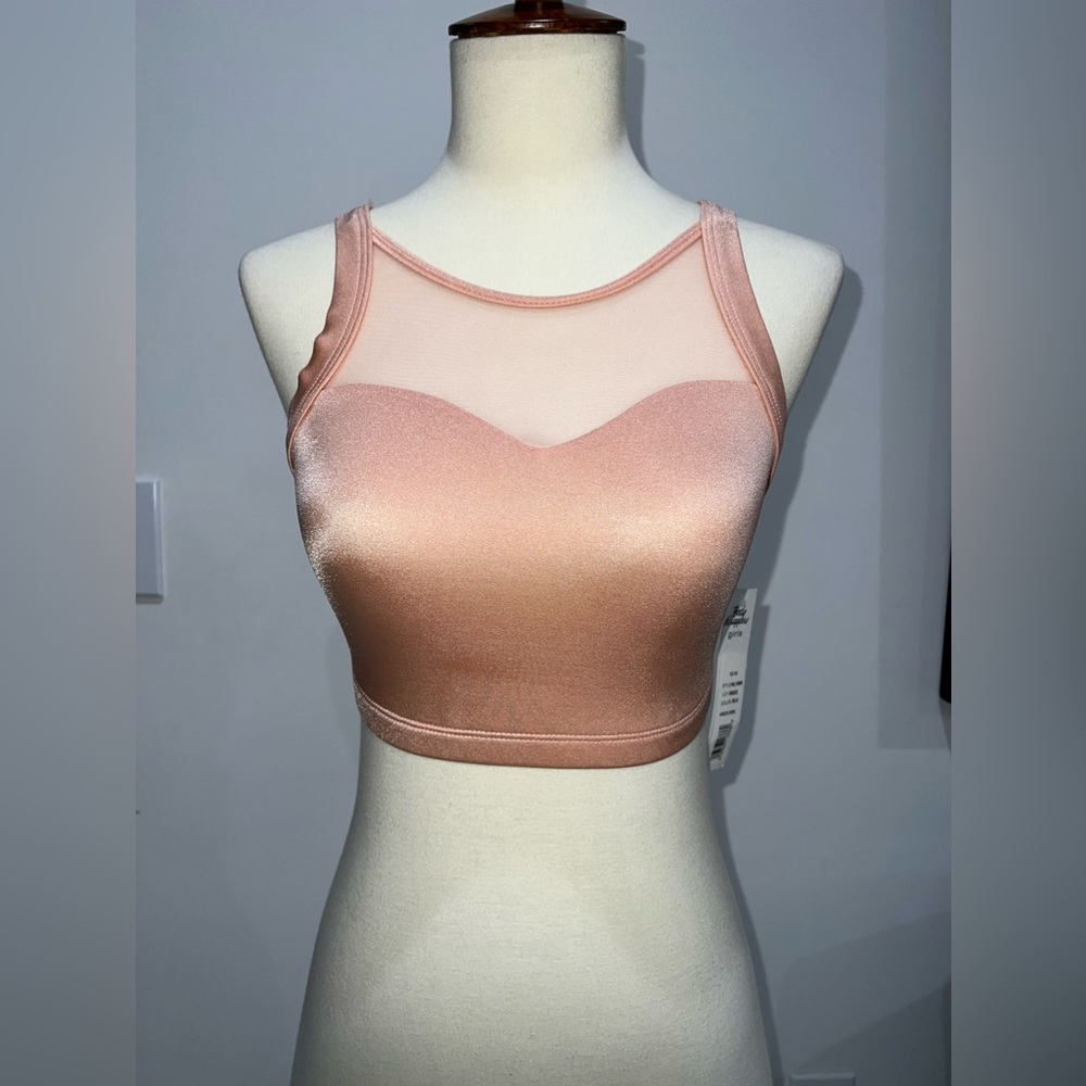Body Wrappers blush pink mesh detailing sports bra